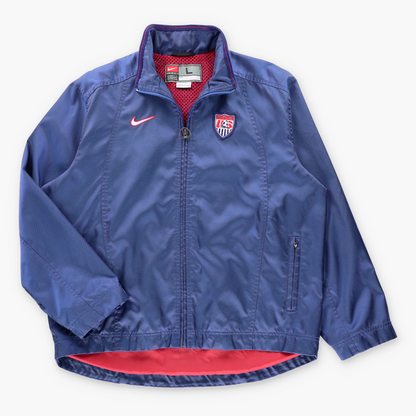 NIKE Team USA Soccer Embroidered Logo Navy Full Zip Vented Windbreaker Jacket (L) Vintage Sole Melbourne