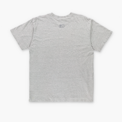 NIKE AIR Heather Grey & Blue Swoosh Logo Graphic T-Shirt (M)