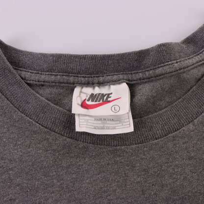 NIKE USA Made Dark Grey & Black Embroidered Swoosh Logo Tee (L)