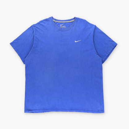 NIKE Blue & White Regular Fit Embroidered Swoosh Logo Tee (XXL)