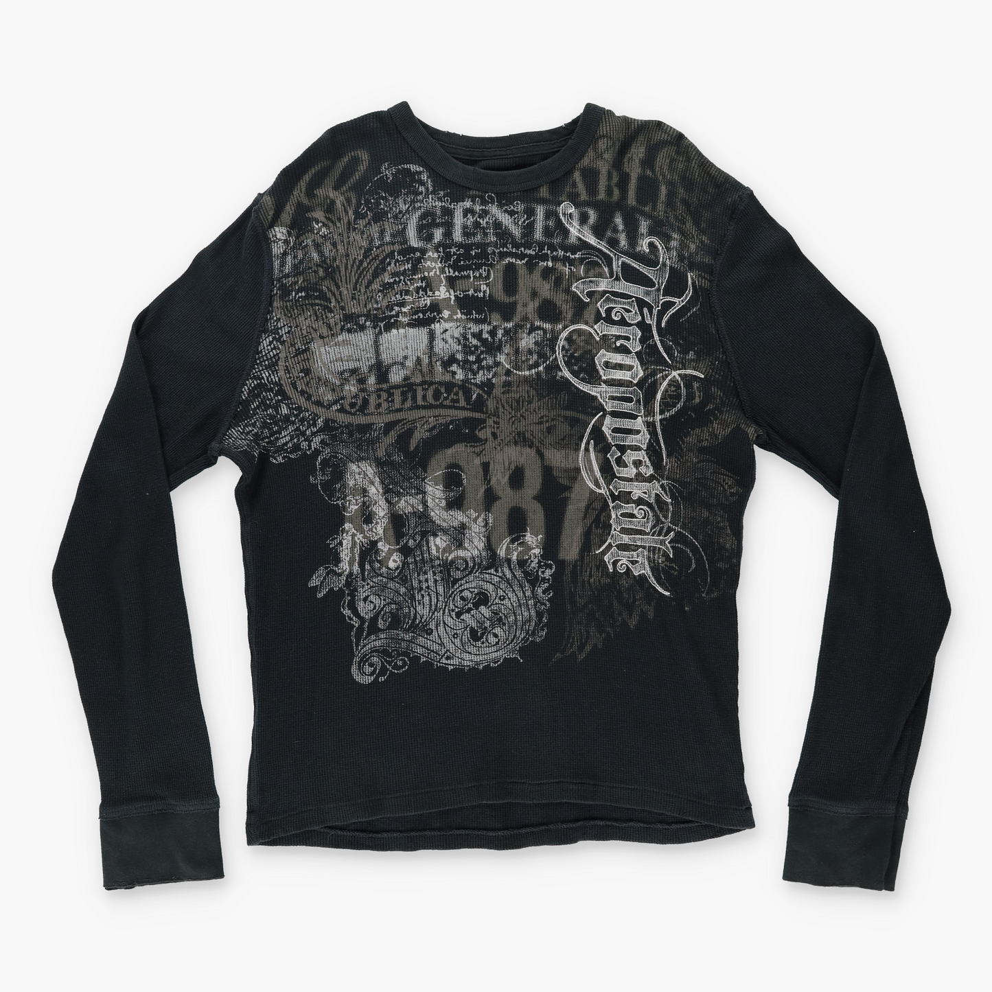 AREOPOSTALE Y2K Punk Graphic Distressed Thermal Long Sleeve (L-XL)