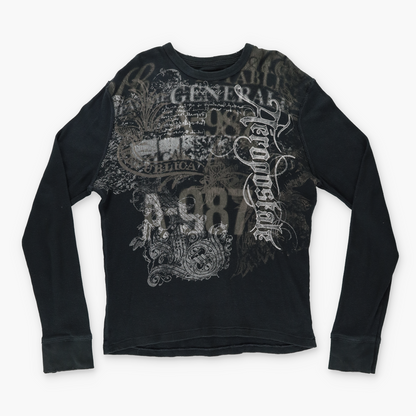 AREOPOSTALE Y2K Punk Graphic Distressed Thermal Long Sleeve (L-XL)