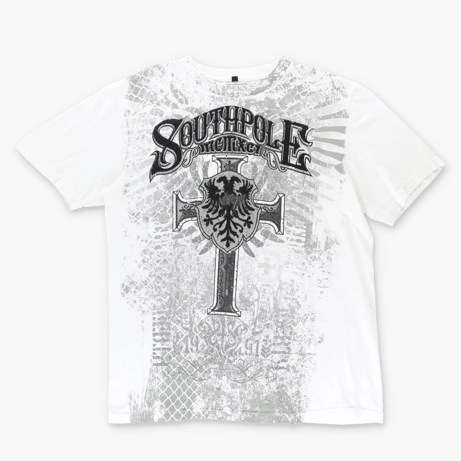 SOUTHPOLE Y2K All Over Print Beaded Logo Cross T-Shirt (XL) Vintage Sole Melbourne