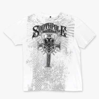 SOUTHPOLE Y2K All Over Print Beaded Logo Cross T-Shirt (XL) Vintage Sole Melbourne