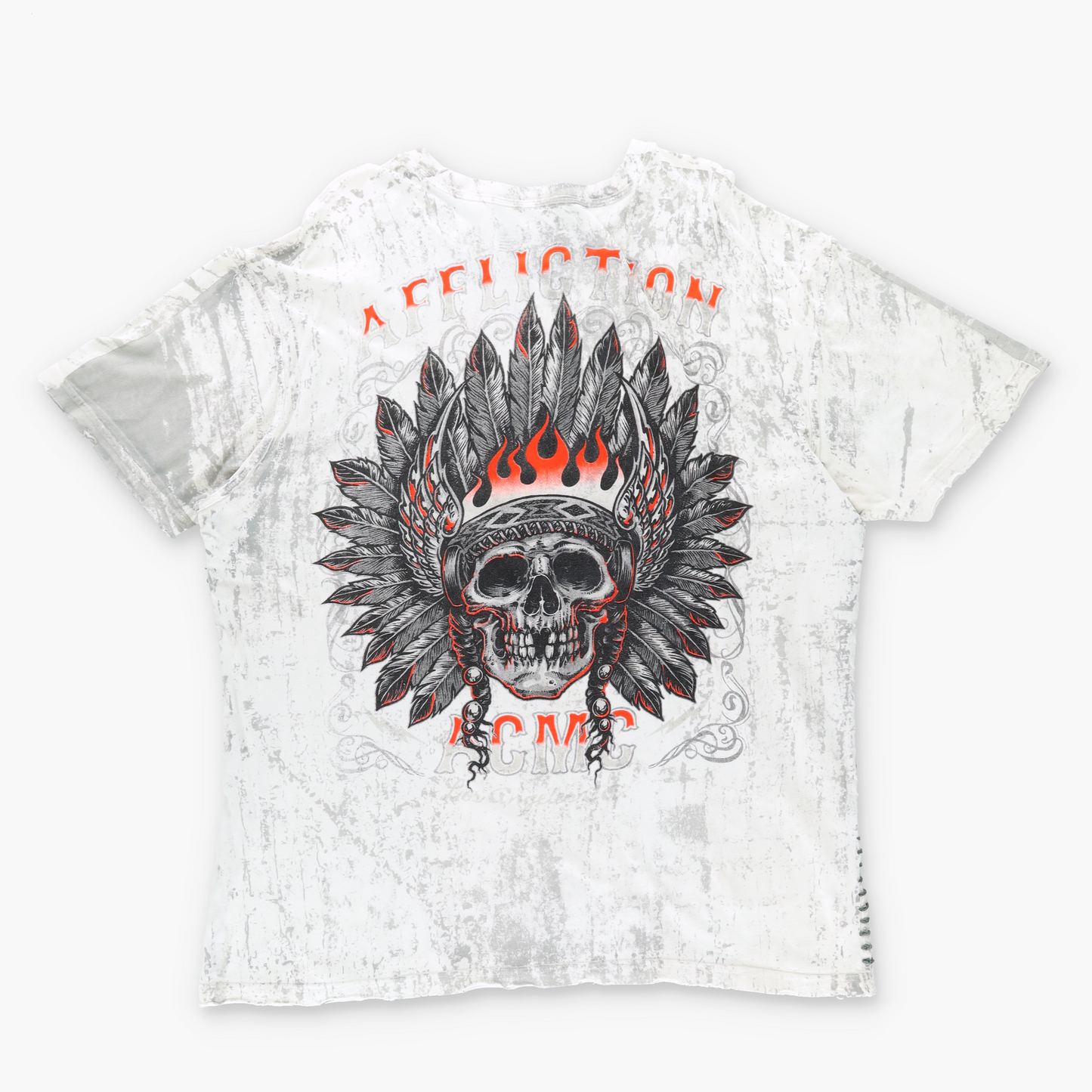 AFLICTION 'Live Fast' Y2K Punk Skull Graphic Side Stitch T-Shirt (XL-XXL)