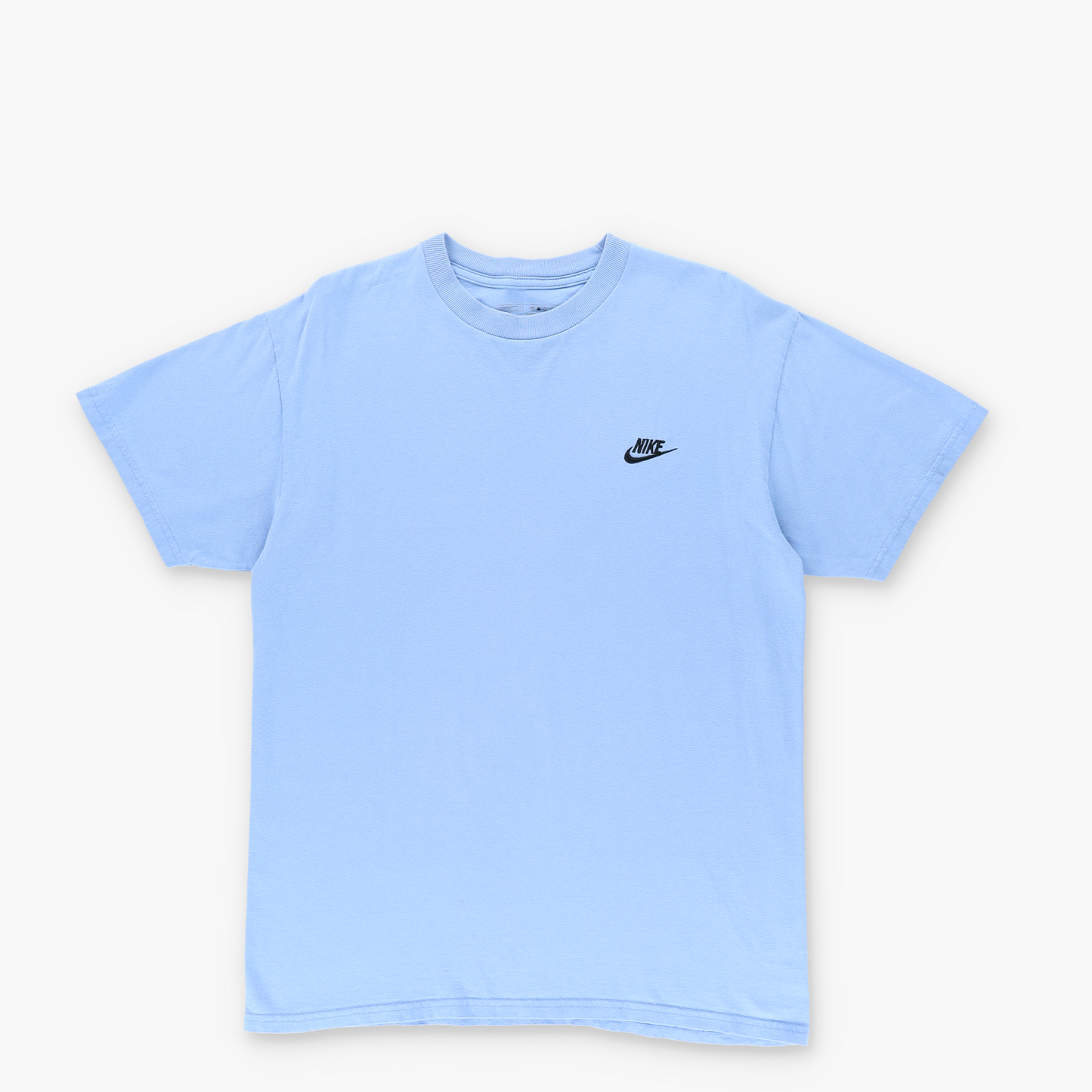 NIKE Embroidered Spell Out Logo Swoosh Blue T-Shirt (M)