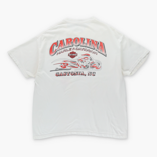 Vintage HARLEY DAVIDSON Y2K Glitter Flame 'Carolina' USA Made Motorcycle T-Shirt (XL) *Aubs Vintage Sole Melbourne