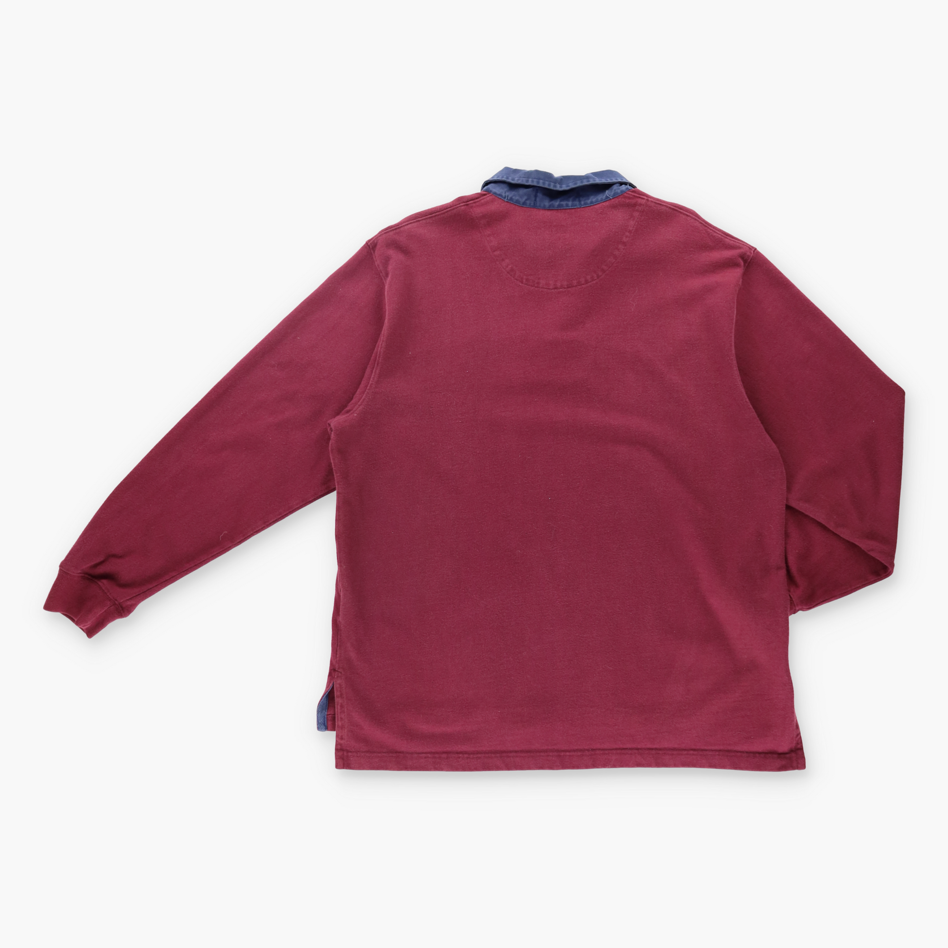 Vintage POLO RALPH LAUREN Maroon & Navy Embroidered Logo Rugby Sweatshirt (L-XL) *Aubs Vintage Sole Melbourne