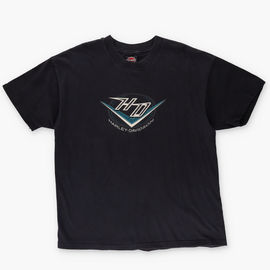 HARLEY DAVIDSON Buffalo New York Logo Black & Blue Motorcycle Tee (XL)