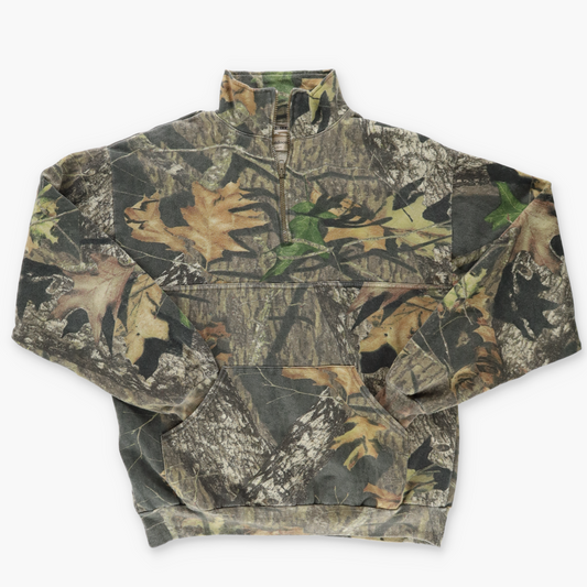 MOSSY OAK X JERZEES Camouflage Outdoors Hunting Quarter Zip 50/50 Sweatshirt (L)