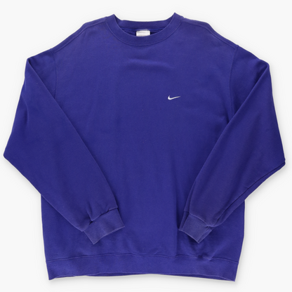 NIKE Embroidered Swoosh Logo Purple & White Sweatshirt (XL)