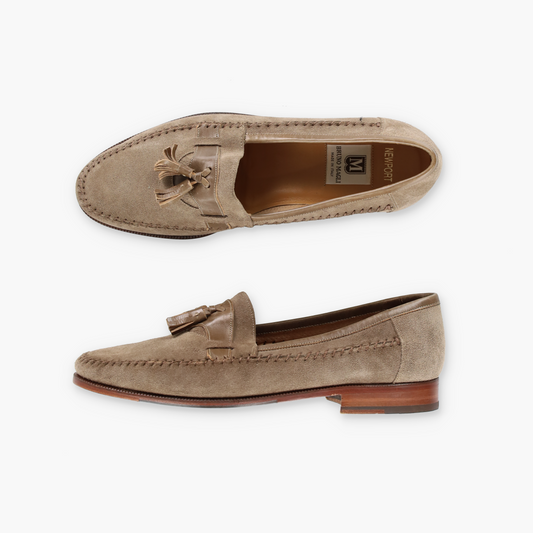 BRUNO MAGLI 'Newport' Brown Suede Tassel Loafers (10)