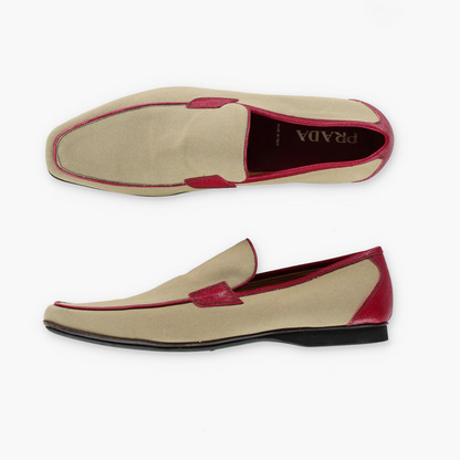 PRADA Beige & Red Loafers Italy Made (12)