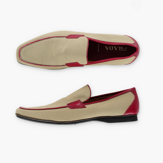 PRADA Beige & Red Loafers Italy Made (12)