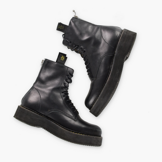 R13 'Single Stack' Black Leather Platform Boots Italy Made (39)
