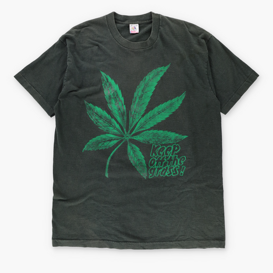 'Keep off the Grass!' Weed Marijuana Double Sided Vintage Tee USA Made (XL)