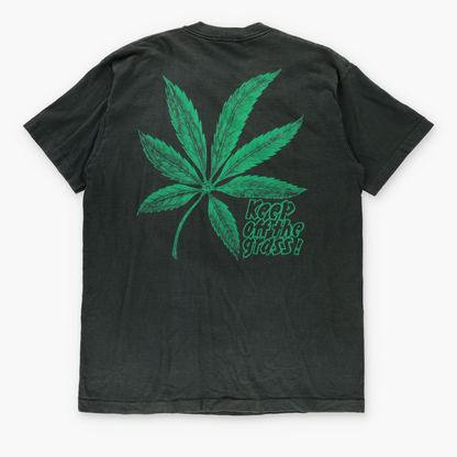 'Keep off the Grass!' Weed Marijuana Double Sided Vintage Tee USA Made (XL)