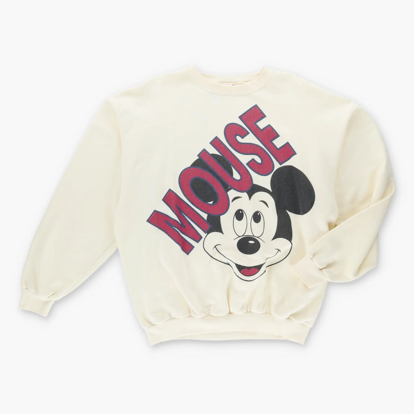 Vintage 90's MICKEY MOUSE Classic Mouse Cream & Red Disney Sweatshirt (L)