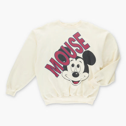 Vintage 90's MICKEY MOUSE Classic Mouse Cream & Red Disney Sweatshirt (L)