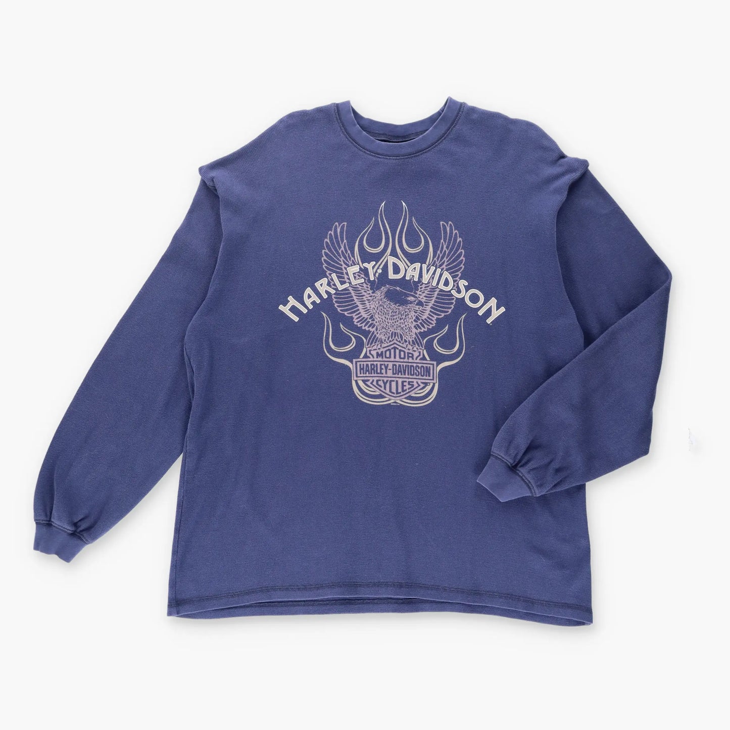 Vintage HARLEY DAVIDSON Y2K Flame Eagle Waffle Thermal Long Sleeve T-Shirt (XL)