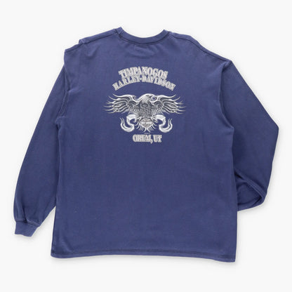 Vintage HARLEY DAVIDSON Y2K Flame Eagle Waffle Thermal Long Sleeve T-Shirt (XL)