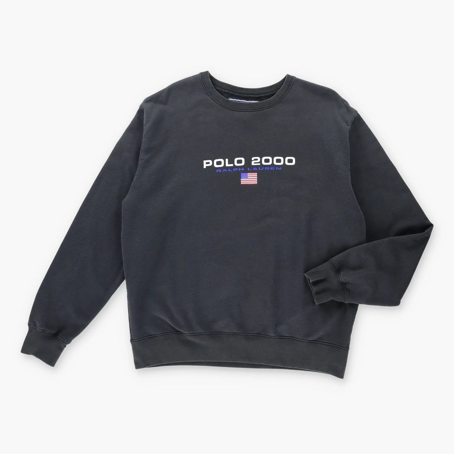 Y2K POLO RALPH LAUREN 'Polo 2000' Vintage USA FLag  Black & White  Sweatshirt (M)