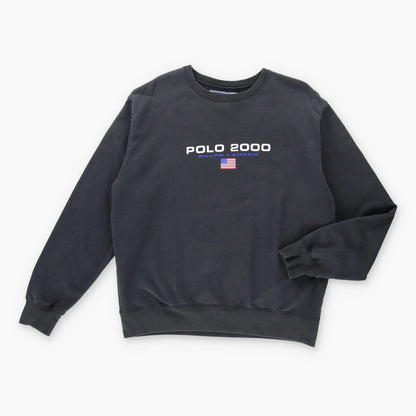 Y2K POLO RALPH LAUREN 'Polo 2000' Vintage USA FLag  Black & White  Sweatshirt (M)