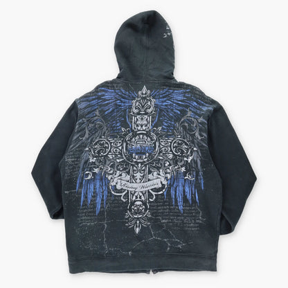 Vintage ELITE MMA Tribal Cross 'Rising Warrior' Hooded Sweatshirt (XXL)