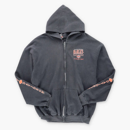 Vintage HARLEY DAVIDSON 1992 'American Legend' 50/50 USA Made Hooded Motorcycle Sweatshirt (XL)