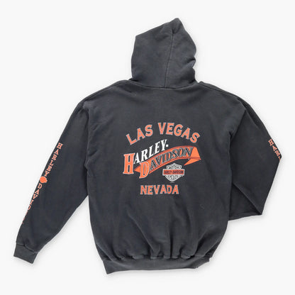 Vintage HARLEY DAVIDSON 1992 'American Legend' 50/50 USA Made Hooded Motorcycle Sweatshirt (XL)