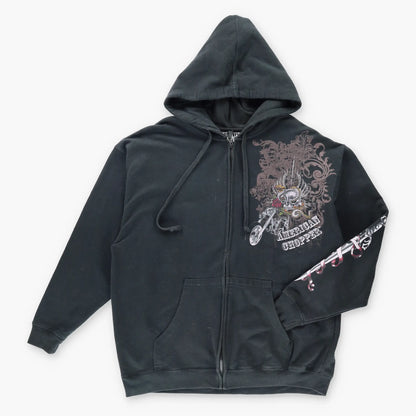 Vintage AMERICAN CHOPPER Y2K Double Snake Dagger RARE Glitter Sweatshirt (XL)
