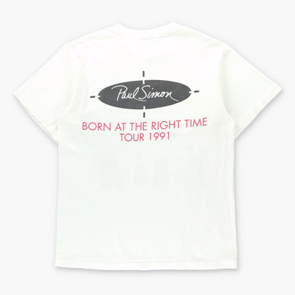 Vintage 1991 PAUL SIMON 'Born At The Right Time' Tour White Single Stitch T-Shirt (L)