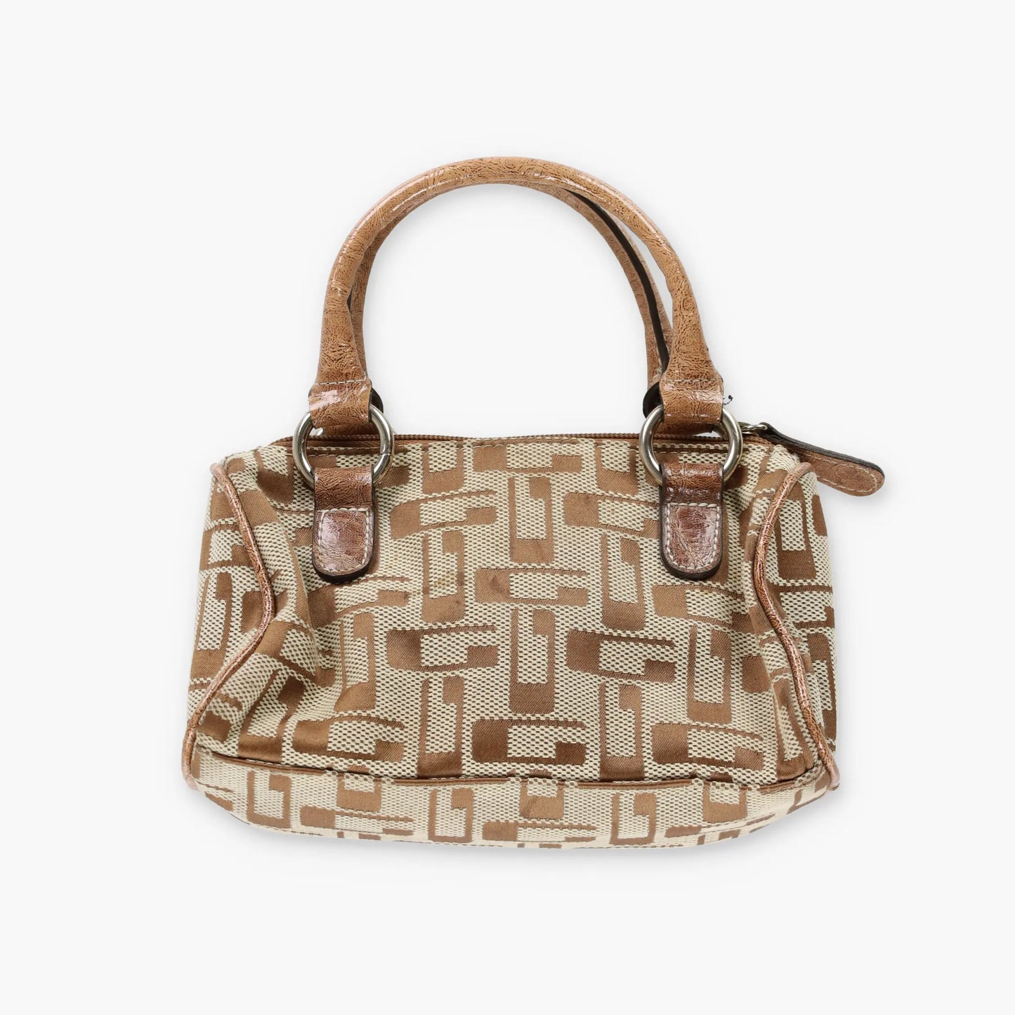 Vintage GUESS Studded Logo Brown & Cream Y2K Mini Bag