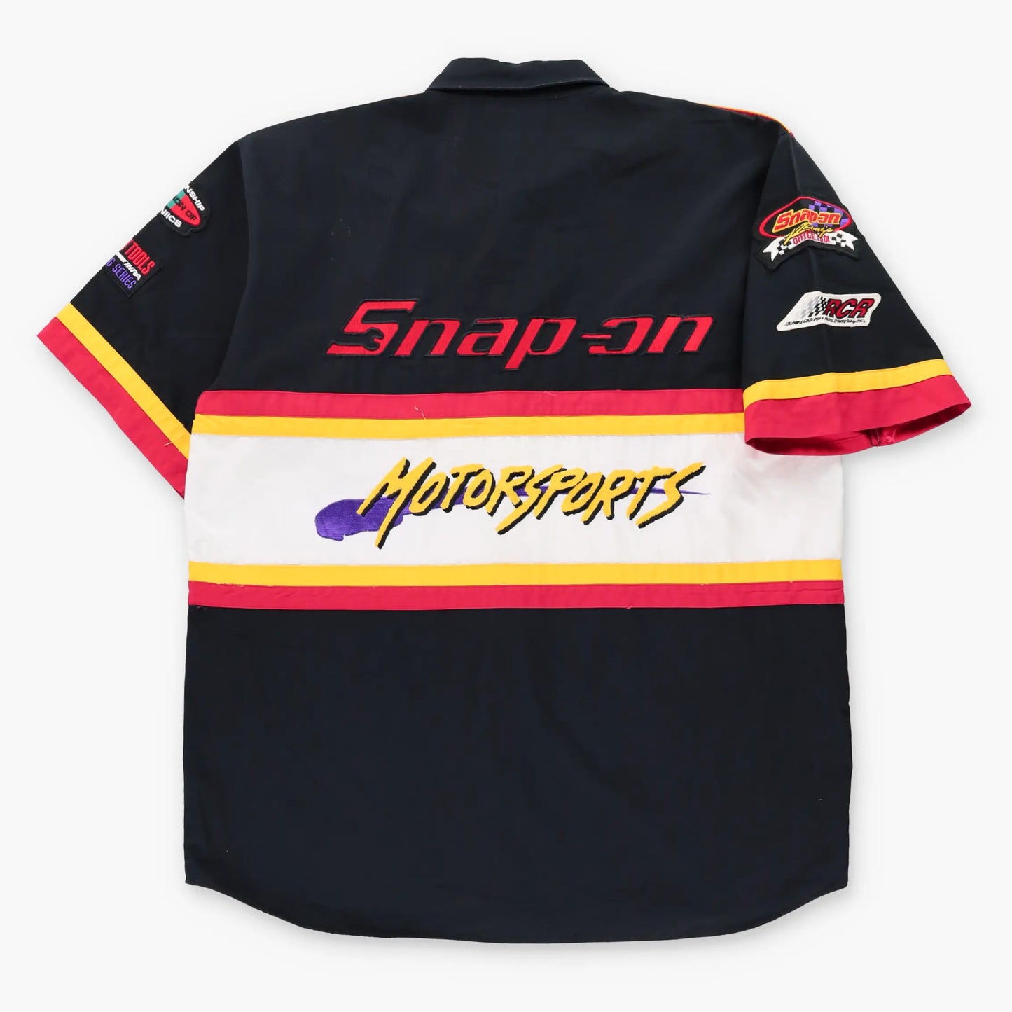 Vintage SNAP-ON RACING Embroidered Logo Patch Motorsport Pit Crew Button Up Short Sleeve Shirt (XXL)