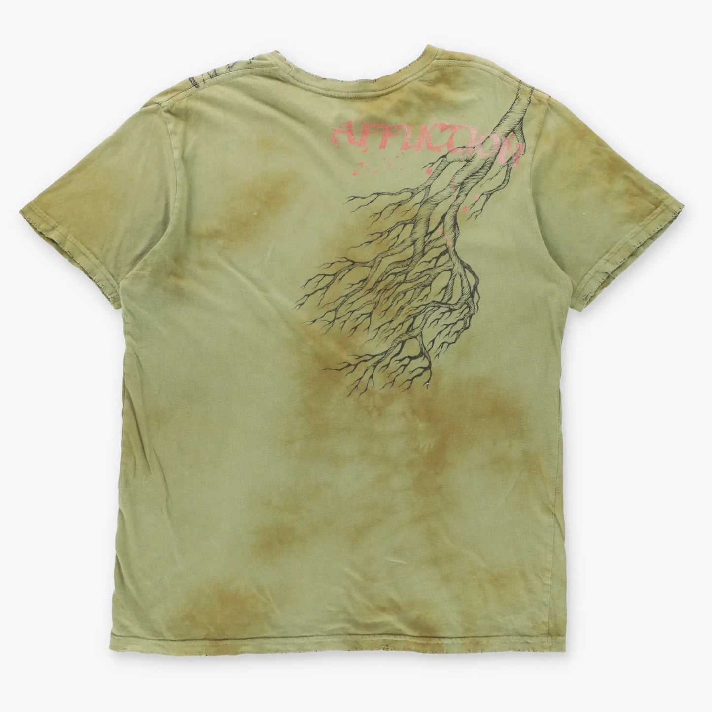 Rare AFFLICTION Vintage USA Made Khaki Green Y2K Samurai Tee (M)