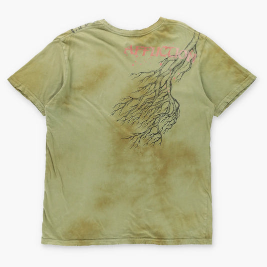 Rare AFFLICTION Vintage USA Made Khaki Green Y2K Samurai Tee (M)