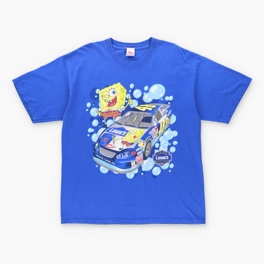 Vintage SPONGEBOB NASCAR Jimmie Johnson #48 Lowe's Racing Blue Tee (XL)