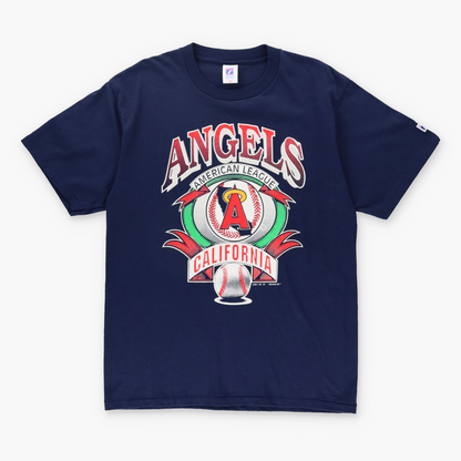 1992 ANGELS USA Made Single Stitch Navy Baseball T-Shirt (L)