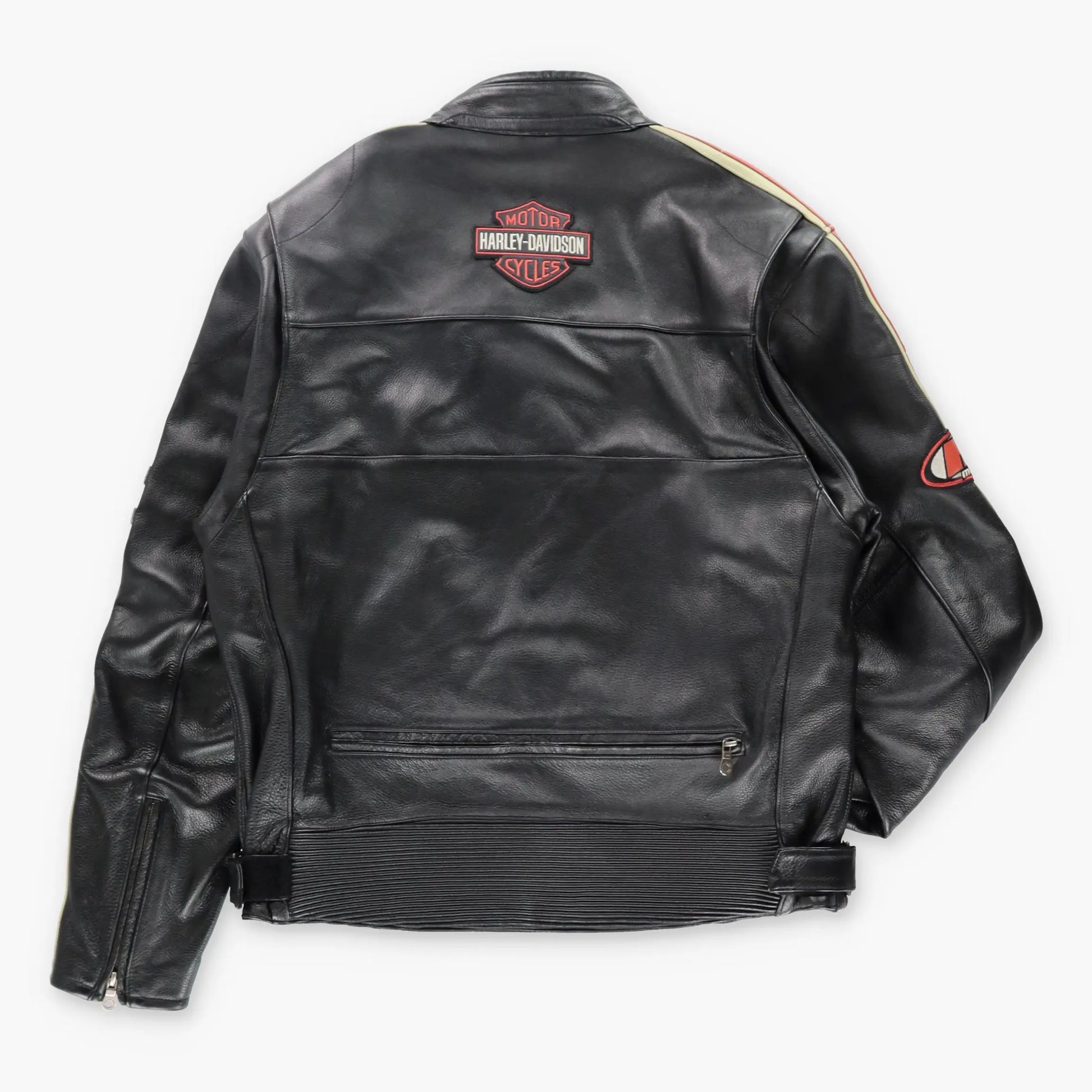 HARLEY DAVIDSON Cruiser Embroidered Logo #1 Genuine Leather Motorcycle Jacket (XL) - Vintage Sole Melbourne