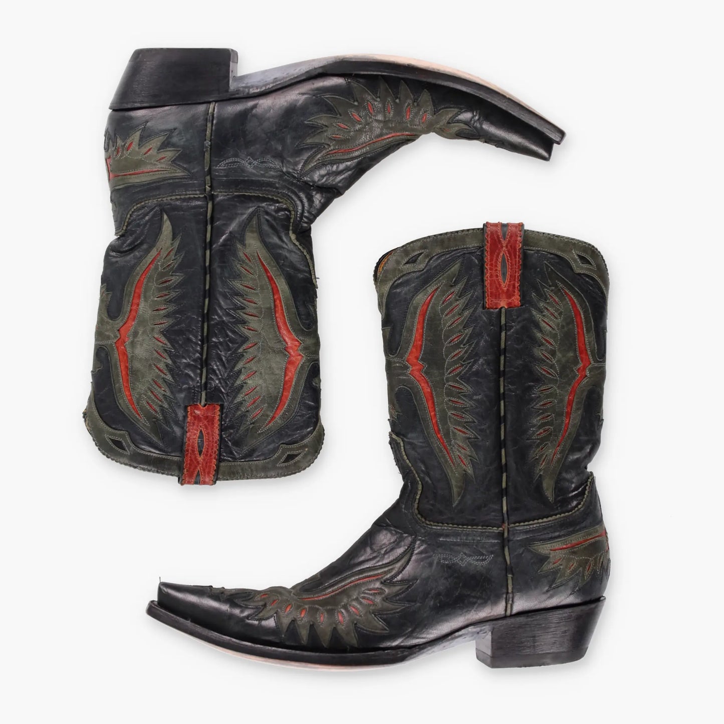 OLD GRINGO Embroidered Detail Leather Pointed Toe Western Boots (11D) - Vintage Sole Melbourne