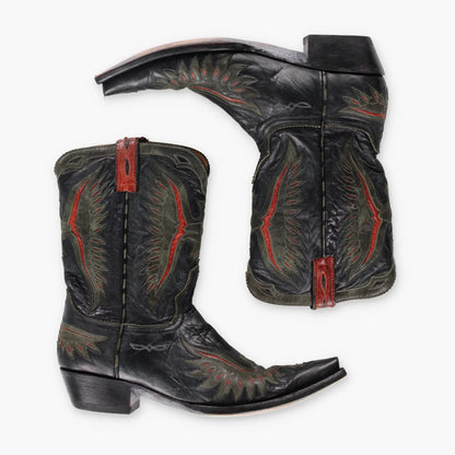 OLD GRINGO Embroidered Detail Leather Pointed Toe Western Boots (11D) - Vintage Sole Melbourne
