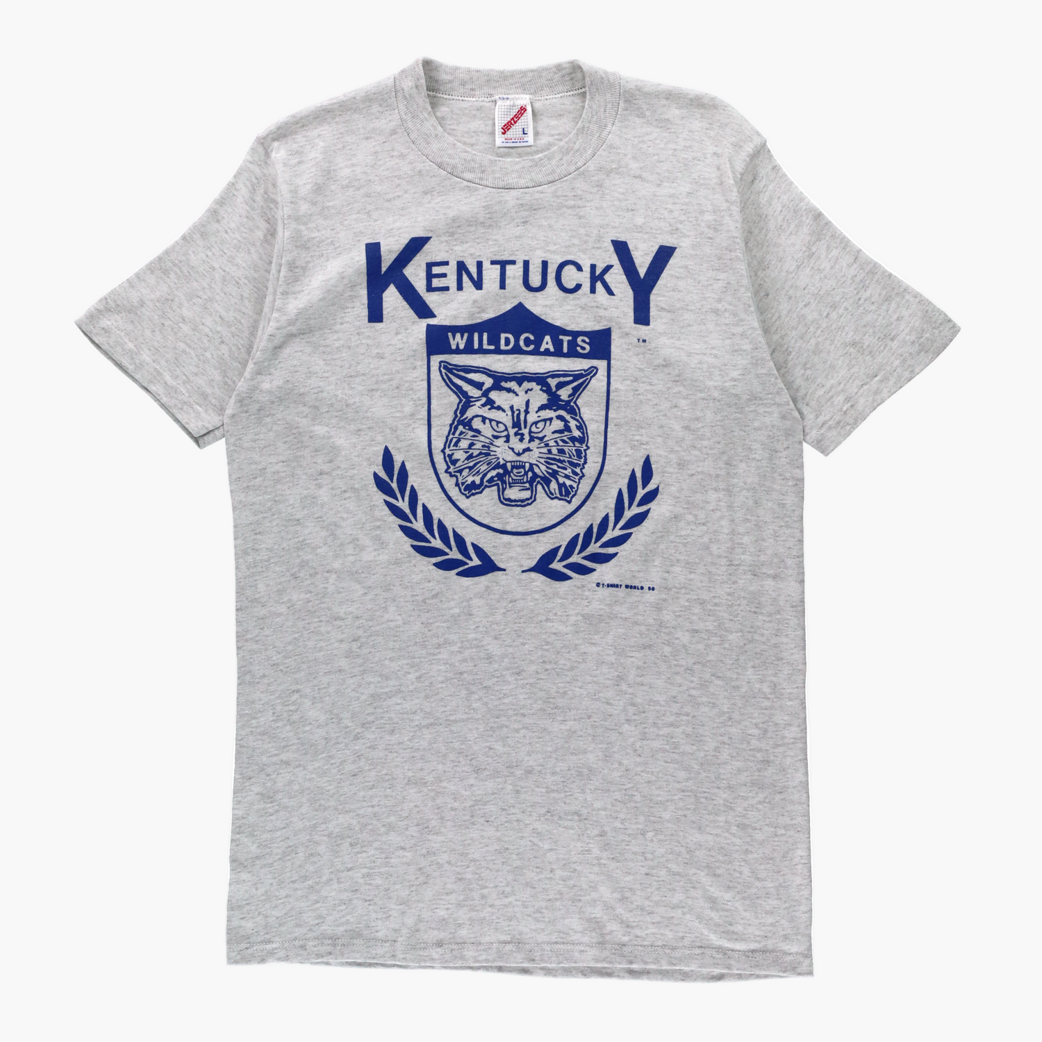 Vintage 80s Kentucky Wildcats Light Heather Grey College Basketball Tee USA Made (M TALL) - Vintage Sole Melbourne