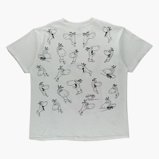Vintage 1994 Single Stitch Flintstones All Over Print White DELTA Tee USA Made (XL)