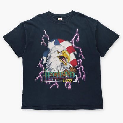 Americana Style Eagle & Lightning "The Legend Lives" Double Sided Black T-Shirt (XXL) - Vintage Sole Melbourne