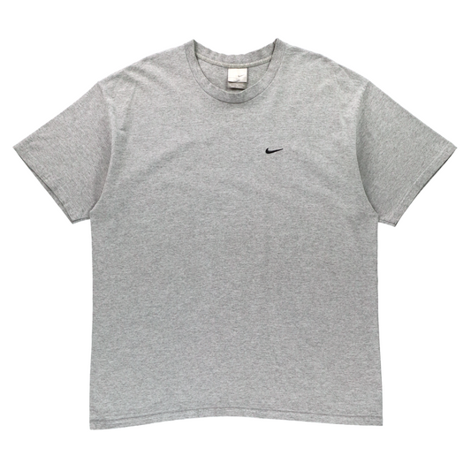 NIKE Embroidered Swoosh Logo Casual Heather Grey Tee (XL-XXL)