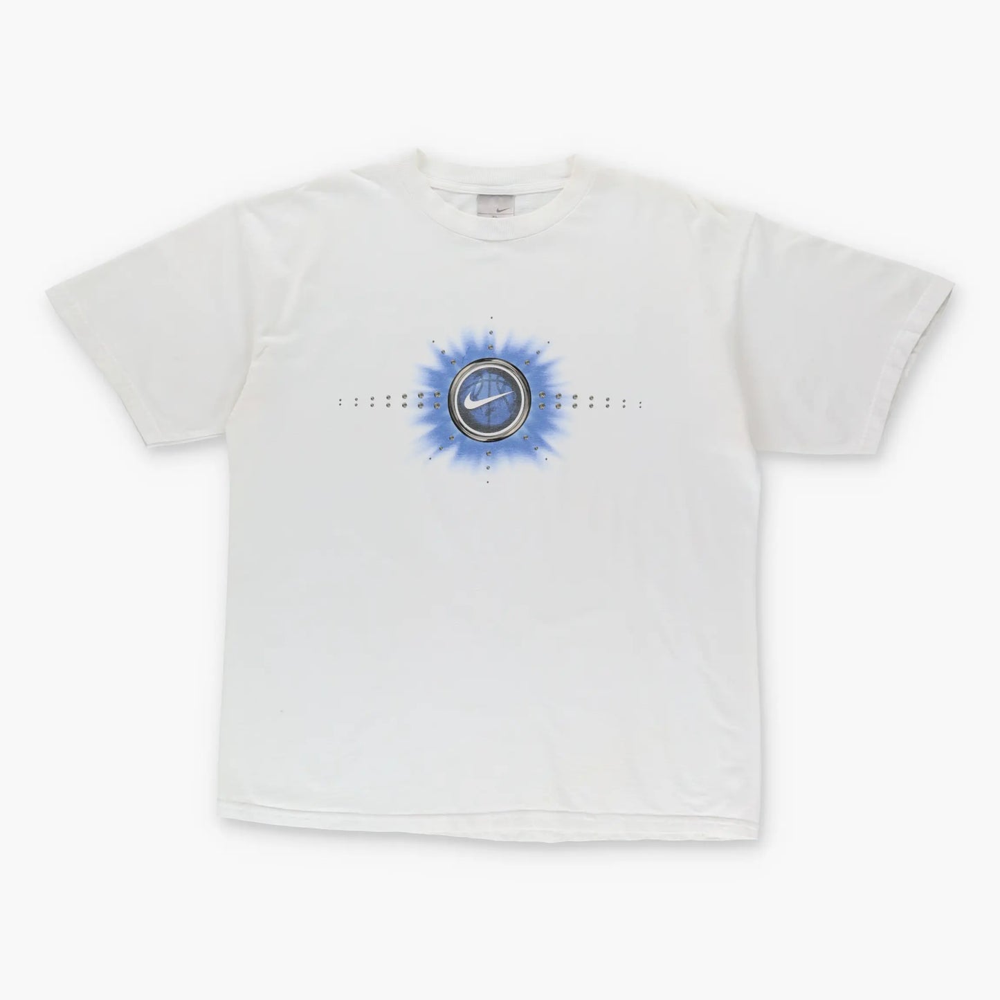 Vintage NIKE Large Central Blue Swoosh Logo T-Shirt (XL)