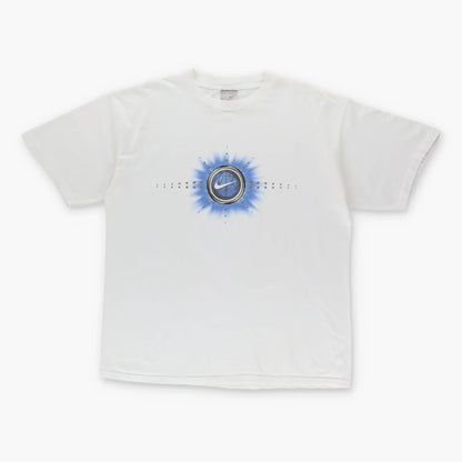 Vintage NIKE Large Central Blue Swoosh Logo T-Shirt (XL)