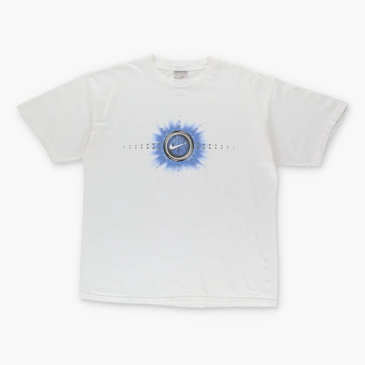 Vintage NIKE Large Central Blue Swoosh Logo T-Shirt (XL)