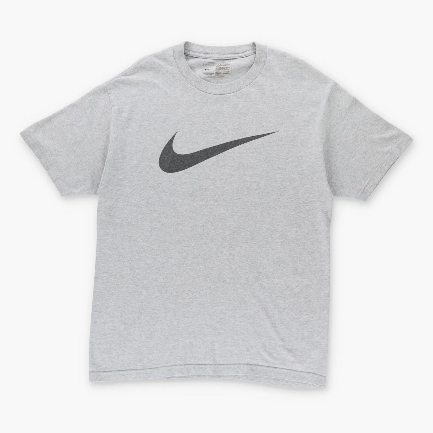 Vintage NIKE Large Swoosh Logo Grey & Black Classic Tee (L)