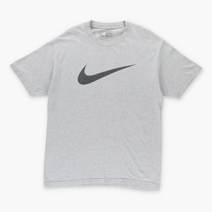 Vintage NIKE Large Swoosh Logo Grey & Black Classic Tee (L)